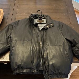 Eddie Bauer Black Leather Bomber Jacket